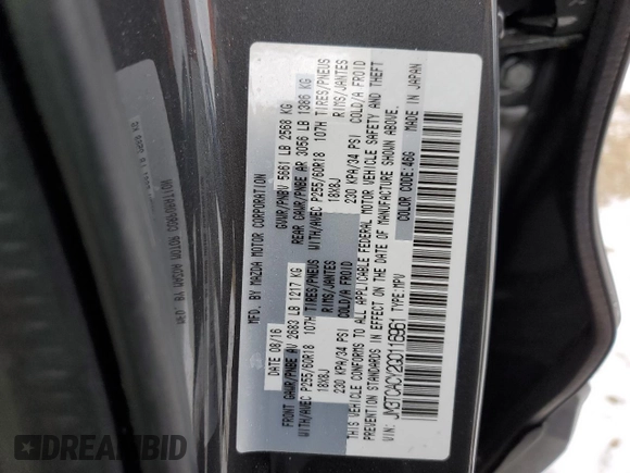 2016 Mazda CX-9 Touring with VIN JM3TCACY2G0116961, listed as a Copart auction lot 38943763 with 123,927 mi miles and . Bid and sale history available at DreamBid. Image 13.