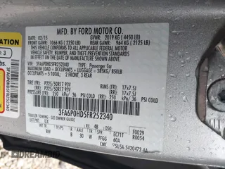 2015 Ford Fusion SE with VIN 3FA6P0HD5FR252340, listed as a IAAI auction lot 42389846 with 61,872 mi miles and . Bid and sale history available at DreamBid. Image 9.
