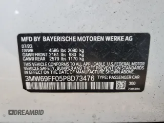 2023 BMW 3 Series 330i with VIN 3MW69FF05P8D73476, listed as a Copart auction lot 44819045 with Not provided miles and Salvage title. Bid and sale history available at DreamBid. Image 15.