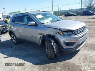 2017 Jeep Compass Latitude with VIN 3C4NJDBBXHT624119, listed as a IAAI auction lot 41827524 with 51,163 mi miles. Bid and sale history available at carsss.com. Image 1.