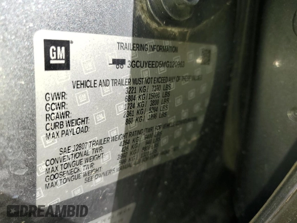 2021 Chevrolet Silverado 1500 RST with VIN 3GCUYEED5MG120963, listed as a Copart auction lot 46161745 with 117,701 mi miles and Salvage Title. Bid and sale history available at carsss.com. Image 14.