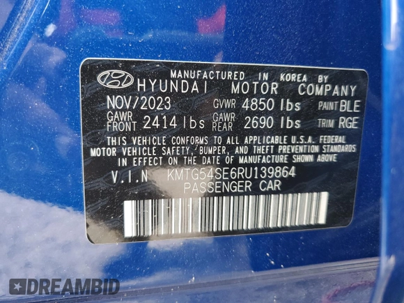 2024 Genesis G70 Sport Advanced with VIN KMTG54SE6RU139864, listed as a Copart auction lot 44240815 with 5,758 mi miles and Clean Title. Bid and sale history available at DreamBid. Image 13.
