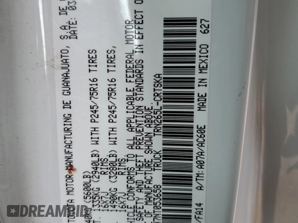 2022 Toyota Tacoma SR с VIN 3TYRX5GN7NT053658, выставлен на аукционе Copart как лот 57514485 с пробегом 29 687 миль миль и Списание • Salvage title. История ставок и продаж доступна на DreamBid. Изображение 13.