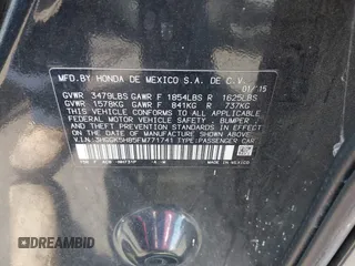 2015 Honda Fit EX-L with VIN 3HGGK5H85FM771741, listed as a IAAI auction lot 42095869 with 91,854 mi miles and . Bid and sale history available at DreamBid. Image 9.