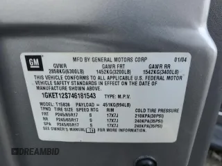 2004 GMC Envoy SLE with VIN 1GKET12S746181543, listed as a Copart auction lot 75818784 with 146,289 mi miles and Salvage Title. Bid and sale history available at DreamBid. Image 15.