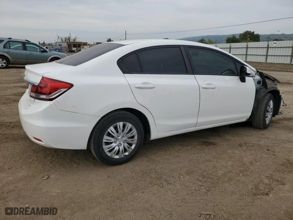 2013 Honda Civic Sdn LX with VIN 19XFB2F59DE213416, listed as a Copart auction lot 53477085 with 69,753 mi miles and Salvage Title. Bid and sale history available at carsss.com. Image 3.