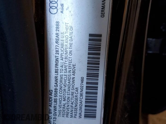 2014 Audi S7 Prestige with VIN WAUW2AFC9EN027460, listed as a Copart auction lot 50725244 with 0 mi miles and Salvage Title. Bid and sale history available at carsss.com. Image 12.