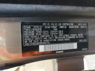 2008 Volvo XC70 with VIN YV4BZ982881000792, listed as a Copart auction lot 60909635 with Not provided miles and Clean title. Bid and sale history available at DreamBid. Image 12.