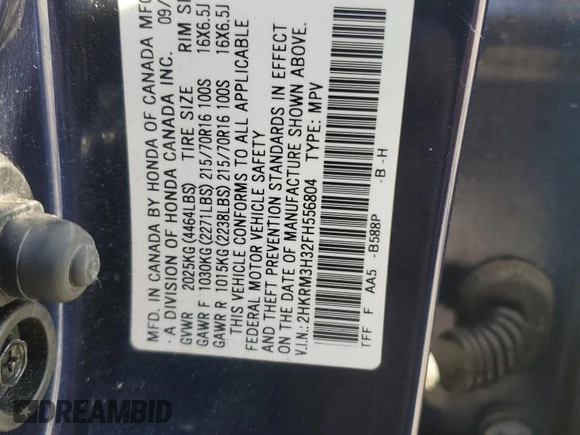 2015 Honda CR-V LX with VIN 2HKRM3H32FH556804, listed as a Copart auction lot 49347045 with 132,862 mi miles and Salvage Title. Bid and sale history available at carsss.com. Image 13.