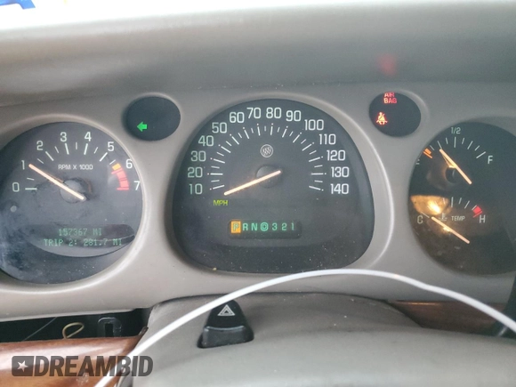 2001 Buick LeSabre Custom with VIN 1G4HP54K11U293095, listed as a Copart auction lot 53967345 with 157,367 mi miles and Salvage Title. Bid and sale history available at carsss.com. Image 9.