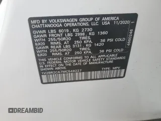 2021 Volkswagen Atlas SEL with VIN 1V2BR2CA7MC549227, listed as a Copart auction lot 59127625 with 35,698 mi miles and Salvage title. Bid and sale history available at DreamBid. Image 13.