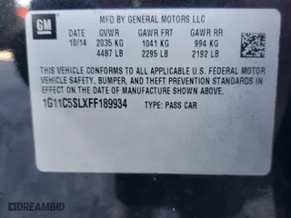 2015 Chevrolet Malibu LT with VIN 1G11C5SLXFF189934, listed as a Copart auction lot 49679765 with 124,979 mi miles and Salvage Title. Bid and sale history available at carsss.com. Image 12.