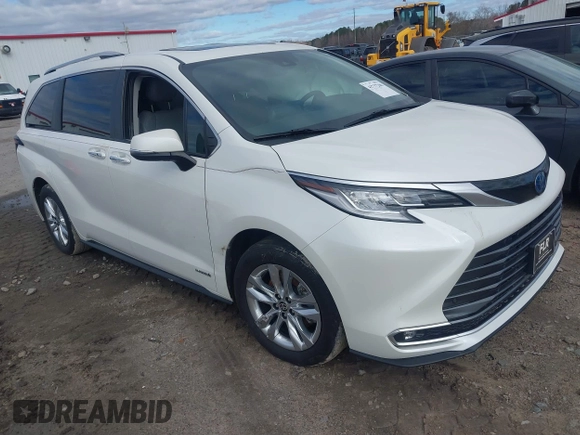 2021 Toyota Sienna Limited with VIN 5TDZRKEC5MS017567, listed as a IAAI auction lot 41737206 with 50,779 mi miles. Bid and sale history available at carsss.com. Image 1.