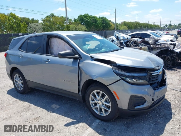 2024 Chevrolet Equinox LS with VIN 3GNAXHEG9RL168375, listed as a IAAI auction lot 42056222 with 8,615 mi miles and . Bid and sale history available at DreamBid. Image 1.