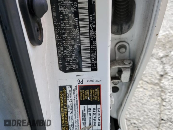 2012 Toyota Camry L with VIN 4T1BF1FK4CU543883, listed as a Copart auction lot 47826335 with 229,624 mi miles and Salvage Title. Bid and sale history available at DreamBid. Image 12.