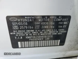 2017 Hyundai Azera Limited with VIN KMHFH4JG6HA581916, listed as a Copart auction lot 64742563 with 43,993 mi miles and . Bid and sale history available at carsss.com. Image 13.