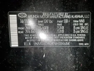 2022 Hyundai Santa Fe XRT with VIN 5NMS6DAJ4NH384684, listed as a Copart auction lot 72087472 with 35,134 mi miles. Bid and sale history available at carsss.com. Image 12.