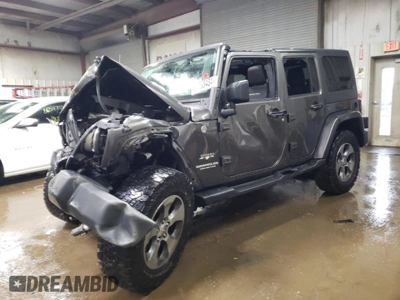 2017 Jeep Wrangler Unlimited Sahara with VIN 1C4BJWEG8HL593700, listed as a Copart auction lot 87053434 with 0 mi miles and Non Repairable. Bid and sale history available at carsss.com. Image 1.