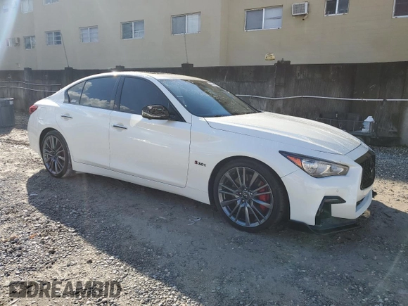 2020 Infiniti Q50 Red Sport 400 with VIN JN1FV7AR5LM660861, listed as a Copart auction lot 46030555 with 36,249 mi miles and Non Repairable. Bid and sale history available at carsss.com. Image 4.