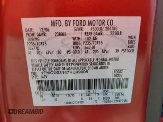 2007 Ford Escape XLT with VIN 1FMCU03147KB99005, listed as a Copart auction lot 76343974 with 142,759 mi miles and Salvage Title. Bid and sale history available at carsss.com. Image 13.