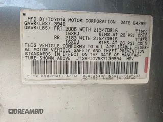 1999 Toyota RAV4 with VIN JT3HP10V5X7139594, listed as a IAAI auction lot 42029970 with 199,204 mi miles and . Bid and sale history available at DreamBid. Image 9.