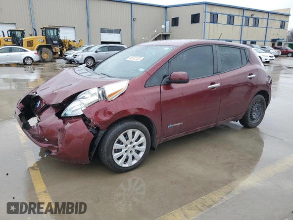 2016 Nissan LEAF S with VIN 1N4BZ0CPXGC313658, listed as a Copart auction lot 40262153 with 48,274 mi miles. Bid and sale history available at carsss.com. Image 1.