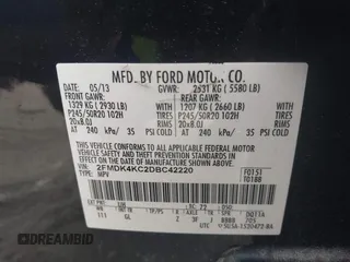 2013 Ford Edge Limited with VIN 2FMDK4KC2DBC42220, listed as a IAAI auction lot 42124486 with 186,326 mi miles. Bid and sale history available at carsss.com. Image 9.