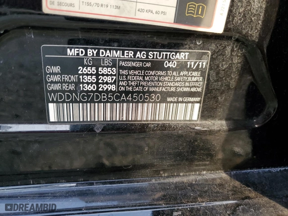 2012 Mercedes-Benz S-Class S 550 with VIN WDDNG7DB5CA450530, listed as a Copart auction lot 83438844 with 166,529 mi miles and Salvage Title. Bid and sale history available at carsss.com. Image 12.