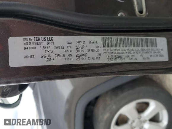 2020 Jeep Compass Latitude с VIN 3C4NJDBB2LT134346, выставлен на аукционе Copart как лот 58473505 с пробегом 44 809 миль миль и На запчасти • Non repairable. История ставок и продаж доступна на DreamBid. Изображение 12.