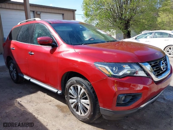 2017 Nissan Pathfinder S with VIN 5N1DR2MM6HC624052, listed as a IAAI auction lot 41885967 with 76616 miles. Bid and sale history available at carsss.com. Image 1.