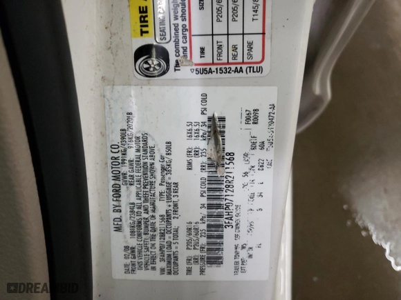 2008 Ford Fusion SE with VIN 3FAHP07128R211568, listed as a Copart auction lot 74850334 with 153,710 mi miles and Salvage Title. Bid and sale history available at carsss.com. Image 12.