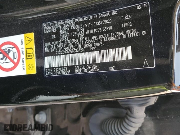 2016 Lexus RX 350 with VIN 2T2BZMCA1GC035720, listed as a Copart auction lot 63058445 with 48,302 mi miles and Salvage title. Bid and sale history available at DreamBid. Image 13.