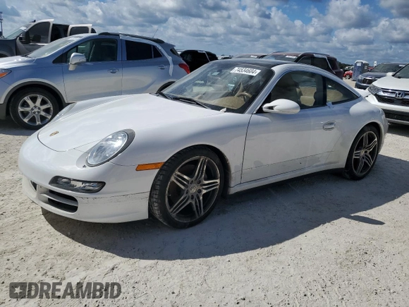 2008 Porsche 911 4S with VIN WP0BB29938S755398, listed as a Copart auction lot 74534604 with Not Provided miles and Salvage Title. Bid and sale history available at carsss.com. Image 1.