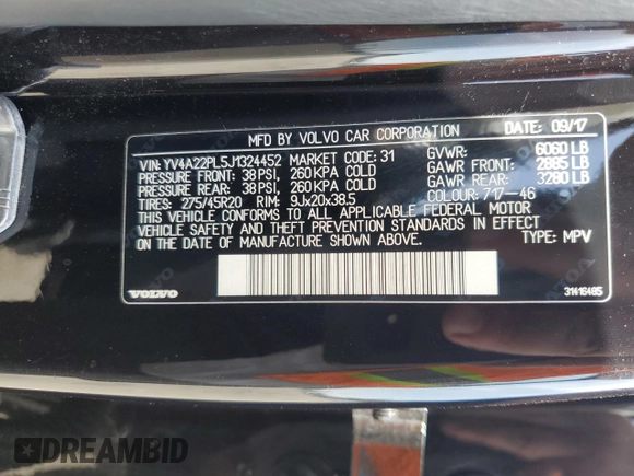 2018 Volvo XC90 Inscription z VIN YV4A22PL5J1324452, wystawiony jako Copart lot #53715215 z przebiegiem 46 883 mil mil oraz Szkoda całkowita • Salvage title. Historia ofert i sprzedaży dostępna na DreamBid. Obrazek 13.
