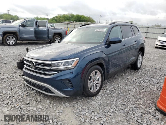 2021 Volkswagen Atlas S with VIN 1V2AP2CA7MC530601, listed as a Copart auction lot 51299205 with 81,823 mi miles and Salvage title. Bid and sale history available at DreamBid. Image 1.