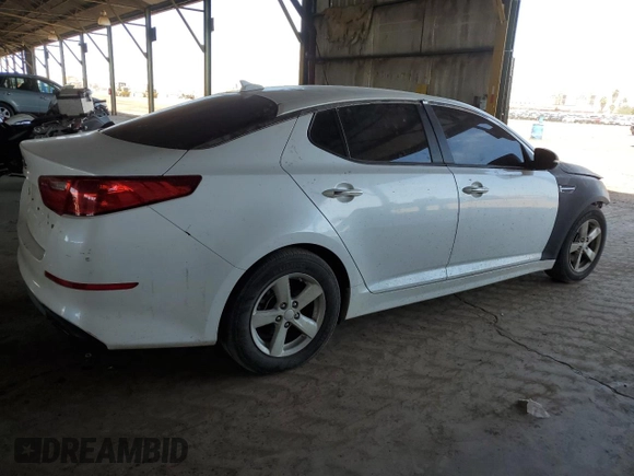 2015 Kia Optima LX with VIN KNAGM4A76F5589487, listed as a Copart auction lot 57791005 with 171,780 mi miles and Salvage title. Bid and sale history available at DreamBid. Image 3.