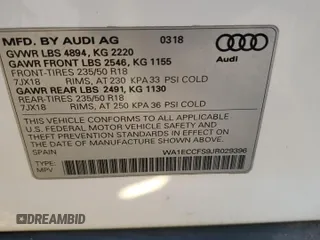 2018 Audi Q3 Premium with VIN WA1ECCFS9JR029396, listed as a Copart auction lot 87397324 with 96,049 mi miles and Salvage Title. Bid and sale history available at carsss.com. Image 12.
