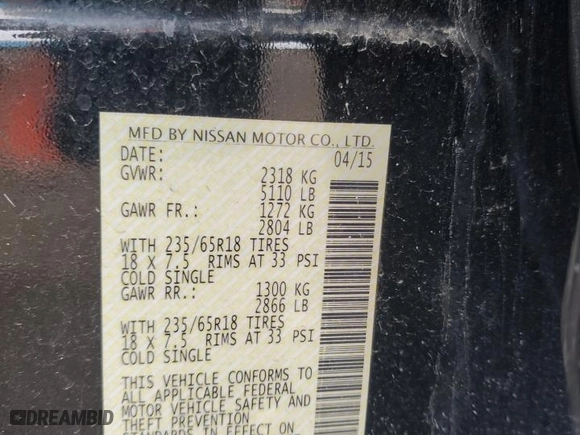 2015 Nissan Murano Platinum with VIN 5N1AZ2MG5FN231495, listed as a Copart auction lot 50787965 with 109,674 mi miles and Clean Title. Bid and sale history available at carsss.com. Image 13.