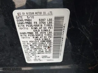 2010 Nissan Murano SL with VIN JN8AZ1MW5AW129787, listed as a IAAI auction lot 41799137 with 196,302 mi miles. Bid and sale history available at carsss.com. Image 9.