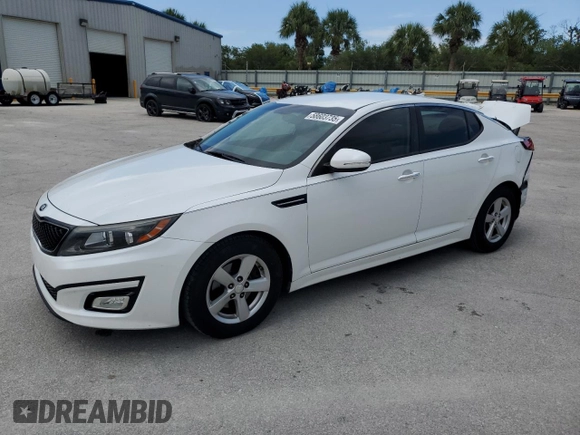 2015 Kia Optima LX with VIN 5XXGM4A7XFG448582, listed as a Copart auction lot 58603735 with 137,656 mi miles and Salvage title. Bid and sale history available at DreamBid. Image 1.