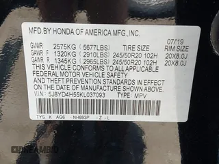 2019 Acura MDX Technology with VIN 5J8YD4H55KL037093, listed as a IAAI auction lot 42497673 with 43,630 mi miles and . Bid and sale history available at DreamBid. Image 9.