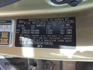 2010 Kia Soul + with VIN KNDJT2A25A7136513, listed as a IAAI auction lot 40833502 with 101,132 mi miles and . Bid and sale history available at DreamBid. Image 9.