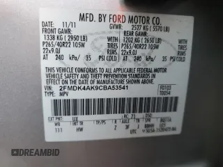 2012 Ford Edge Sport with VIN 2FMDK4AK9CBA53541, listed as a Copart auction lot 88506135 with 155,043 mi miles and Salvage Title. Bid and sale history available at carsss.com. Image 13.