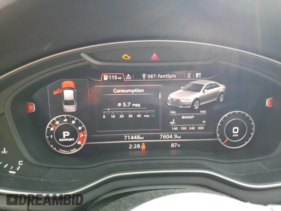 2018 Audi S4 Prestige with VIN WAUC4AF42JA013424, listed as a Copart auction lot 53519874 with 71,448 mi miles. Bid and sale history available at carsss.com. Image 9.
