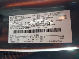 2018 Ford F-150 XL with VIN 1FTEW1EG2JFE55513, listed as a IAAI auction lot 41530354 with 132,617 mi miles. Bid and sale history available at carsss.com. Image 9.