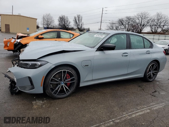 2023 BMW 3 Series 330e xDrive with VIN 3MW39FS05P8C89800, listed as a Copart auction lot 44342255 with 19,562 mi miles and Salvage Title. Bid and sale history available at carsss.com. Image 1.