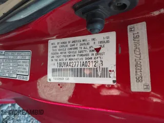 2001 Acura CL Type S z VIN 19UYA42771A031258, wystawiony jako IAAI lot #41777569 z przebiegiem 155 038 mil mil oraz . Historia ofert i sprzedaży dostępna na DreamBid. Obrazek 12.