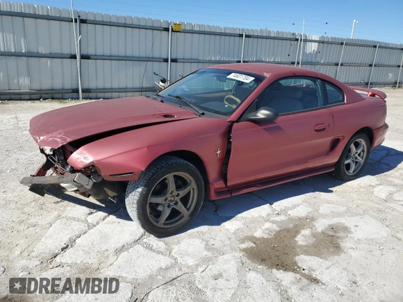 1997 Ford Mustang with VIN 1FALP4043VF109078, listed as a Copart auction lot 74601704 with 133,838 mi miles and Salvage Title. Bid and sale history available at carsss.com. Image 1.