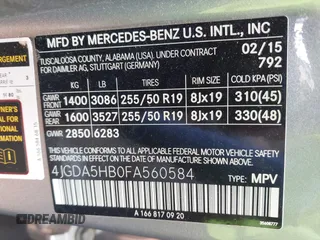 2015 Mercedes-Benz M 350 z VIN 4JGDA5HB0FA560584, wystawiony jako IAAI lot #42170582 z przebiegiem 148 674 mil mil oraz . Historia ofert i sprzedaży dostępna na DreamBid. Obrazek 9.