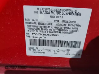 2010 Mazda 6 S Grand Touring with VIN 1YVHZ8CB6A5M35043, listed as a IAAI auction lot 41844752 with 178,416 mi miles and . Bid and sale history available at DreamBid. Image 9.